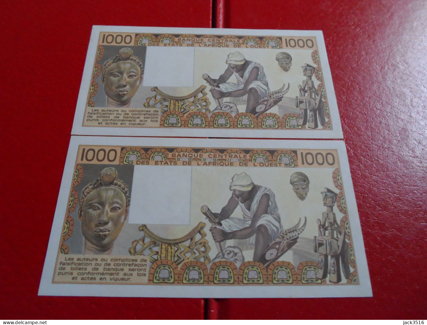 2 Billets 1000 Francs Côte D'ivoire 1981 Neuf/unc Suite De 2 Billets - Other - Africa