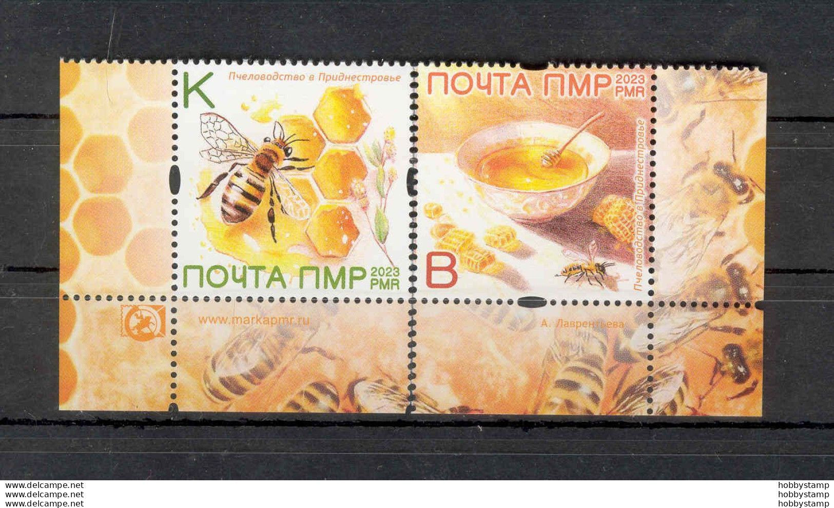 Label Transnistria 2023 Beekeeping Bees 2v**MNH Corner - Fantasie Vignetten