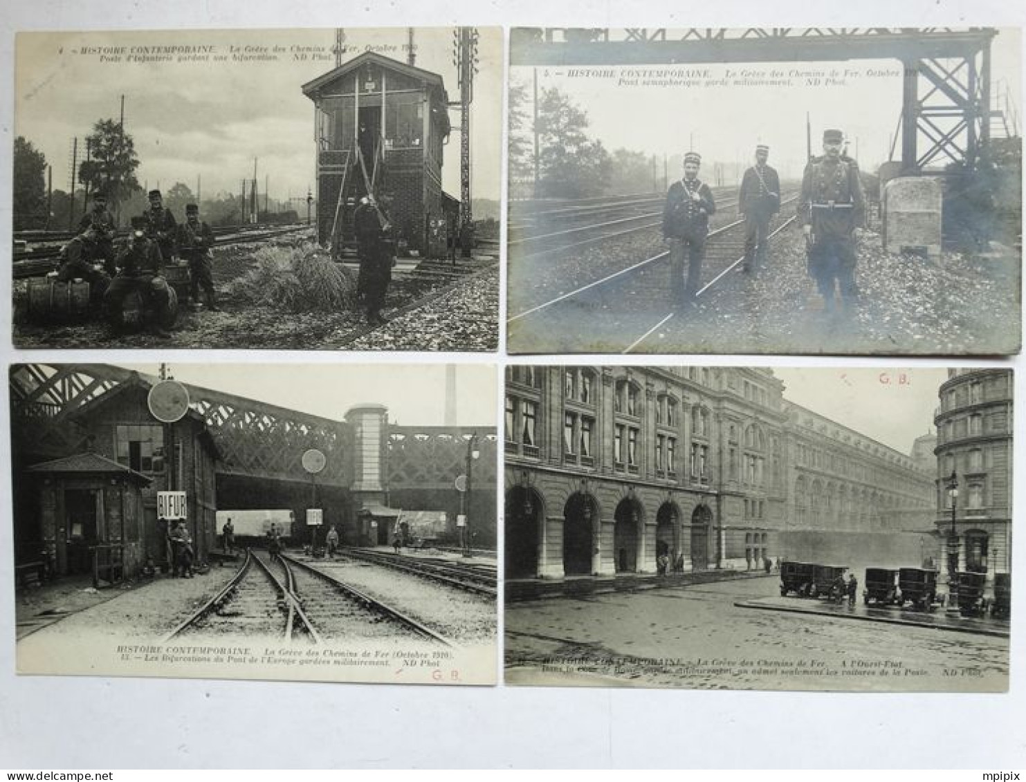 8 Cartes Postales Histoire Contemporaine La Grève Des Chemins De Fer Octobre 1910 ND Photo Militaires Troupe Gares Voies - Strikes