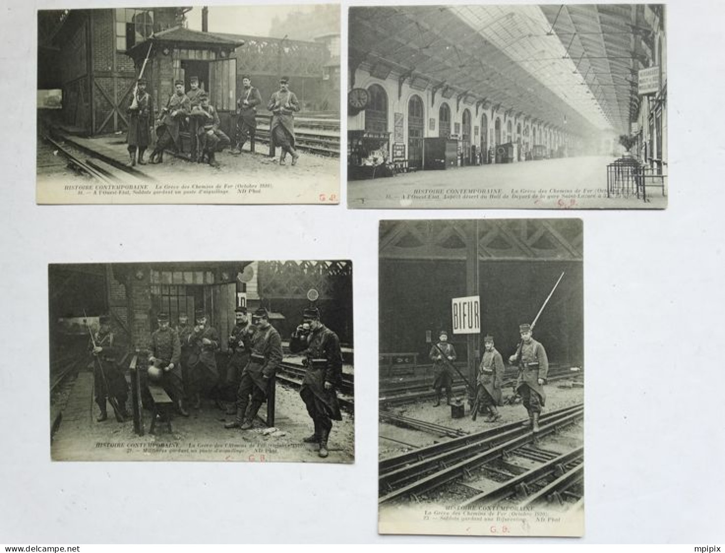 8 Cartes Postales Histoire Contemporaine La Grève Des Chemins De Fer Octobre 1910 ND Photo Militaires Troupe Gares Voies - Grèves