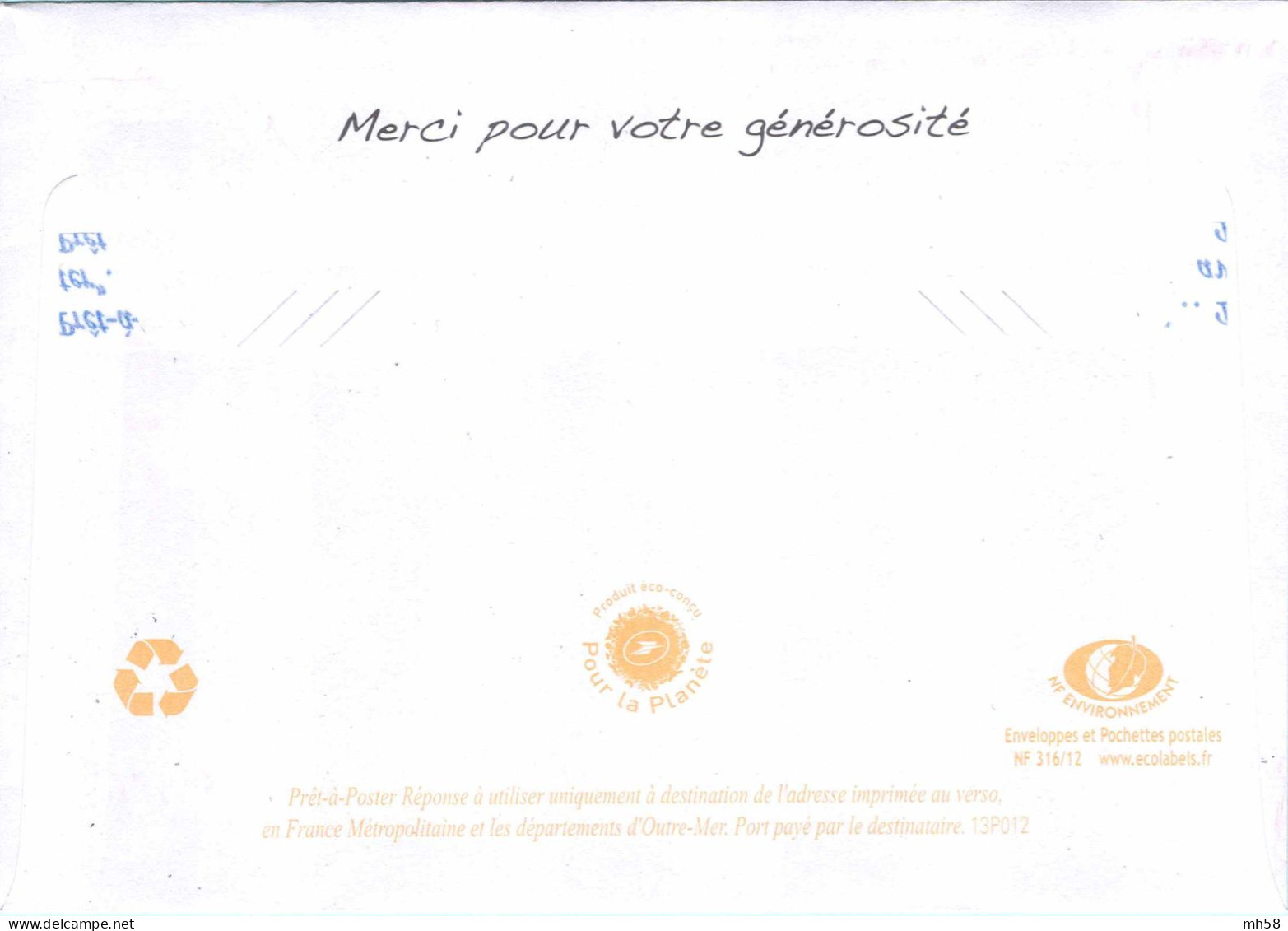 Entier FRANCE - PAP Enveloppe Postréponse Apprentis D'Auteuil 13P012 Neuf ** - TVP Beaujard Rouge - PAP: Antwort/Beaujard