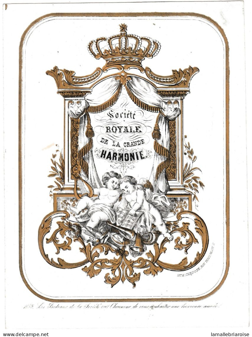 Belgique, "Carte Porcelaine" Porseleinkaart, Societe Royale De La Grande Harmonie 1859, Lith Bruxelles, 180x240mm - Porzellan