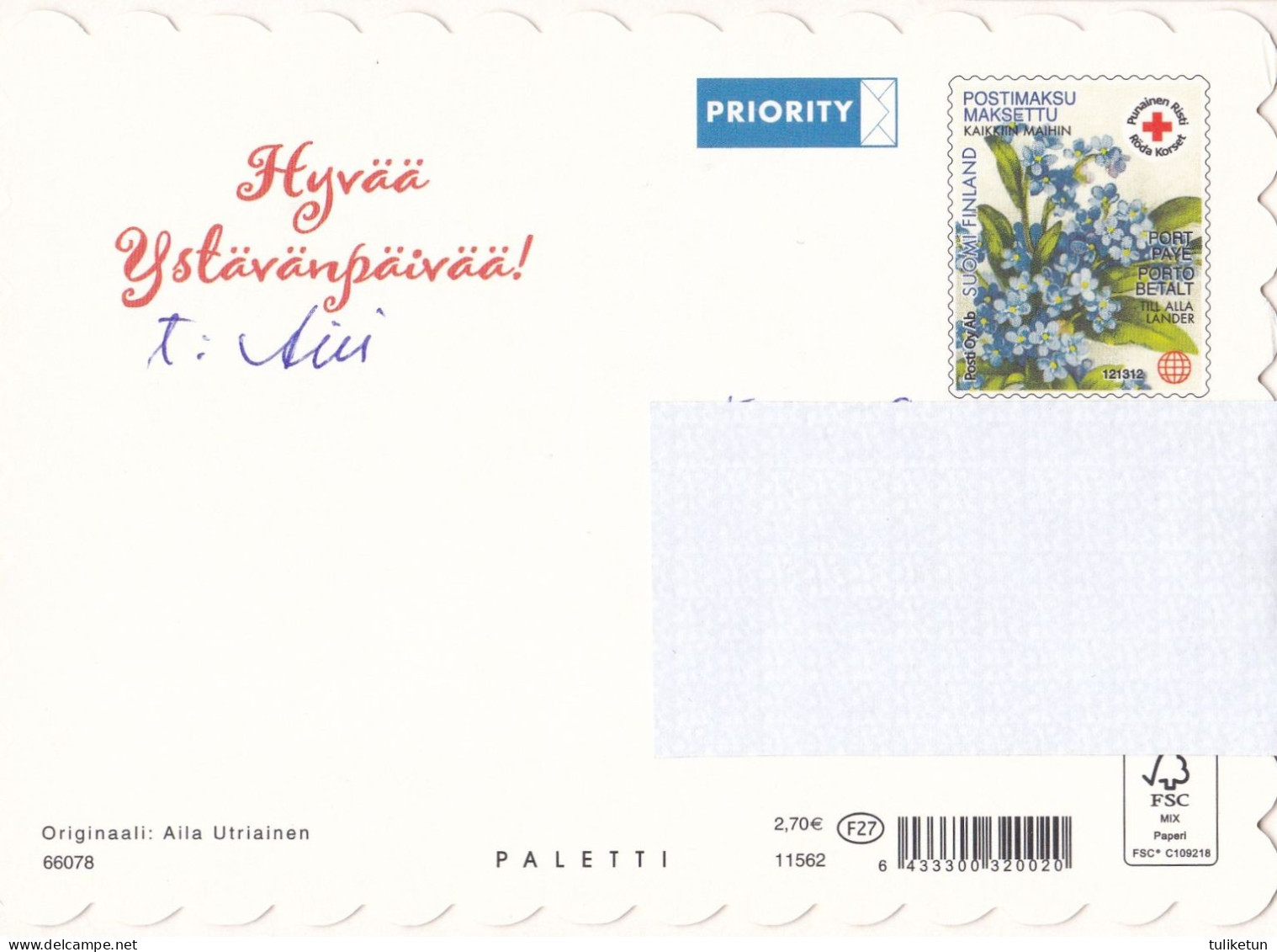 Postal Stationery - Valentine's Day - Teddy Bear Sitting With Roses - Red Cross - Suomi Finland - Postage Paid - Enteros Postales