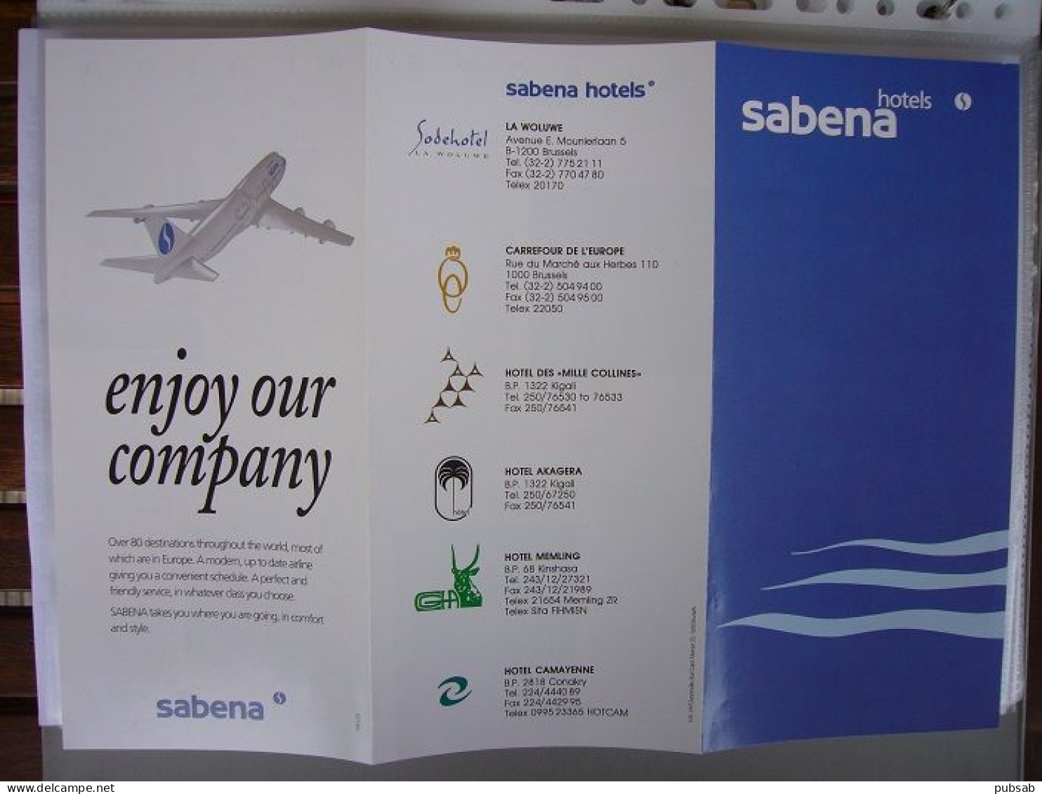 Avion / Airplane / Sabena / Sabena Hotels / Dépliant 3 Volets - Werbung