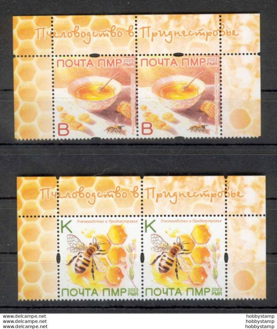 Label Transnistria 2023 Beekeeping Bees 2x2v**MNH Top Of The Sheet - Viñetas De Fantasía