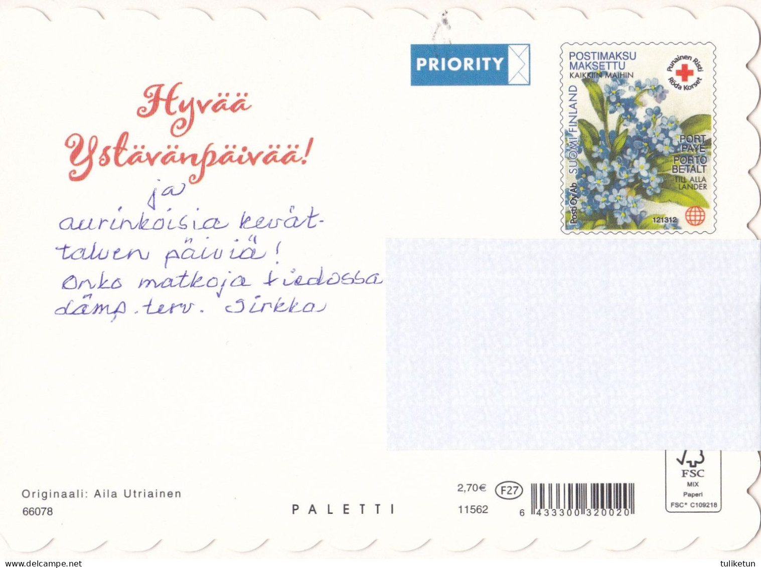 Postal Stationery - Valentine's Day - Teddy Bear Sitting With Roses - Red Cross - Suomi Finland - Postage Paid - Entiers Postaux