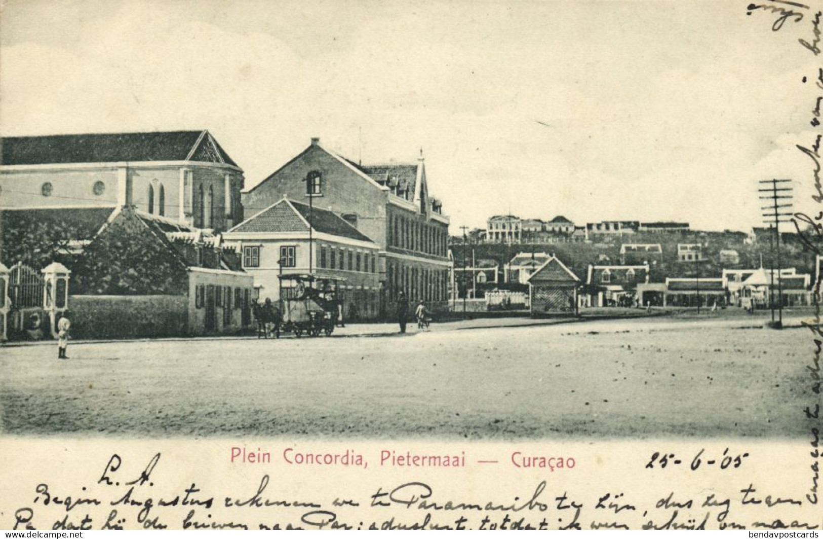 Curacao, W.I., WILLEMSTAD, Pietermaai Concordia Square, Gebr. Jonckheer Postcard - Curaçao