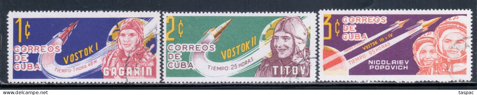 Cuba 1963-64 Mi# 835-837 Used - Soviet Space Flights / Cosmonauts (I) - Amérique Du Nord