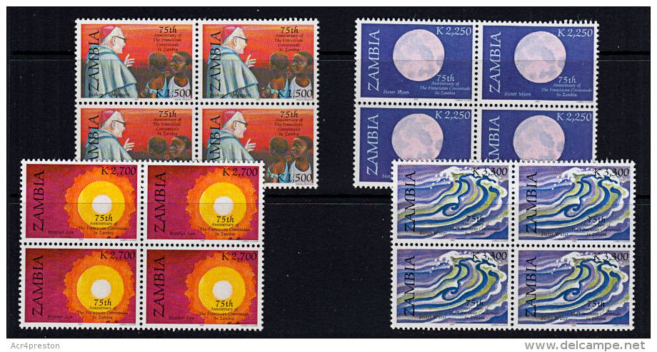 K0006 ZAMBIA 2006, SG 1011-14 75th Anniv Franciscans In Zambia, MNH Blocks Of 4 - Zambia (1965-...)