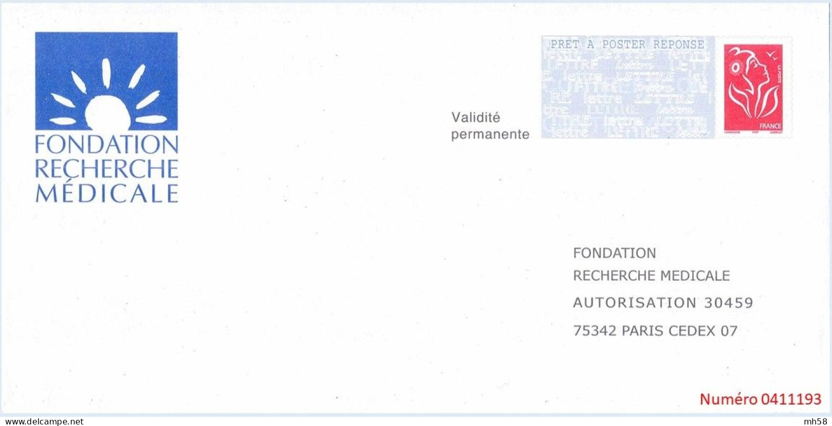 Entier FRANCE - PAP Enveloppe Réponse Fondation Recherche Médicale 0401193 Neuf ** - TVP Lamouche Rouge - PAP: Antwort/Lamouche