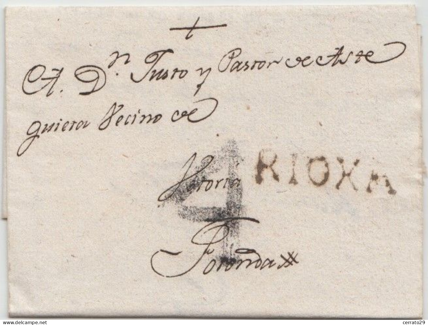 1796 - RIOXA - LOGROÑO - CARTA CON DESTINO VITORIA - ...-1850 Préphilatélie