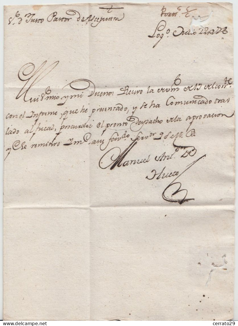 1796 - RIOXA - LOGROÑO - CARTA CON DESTINO VITORIA - ...-1850 Vorphilatelie