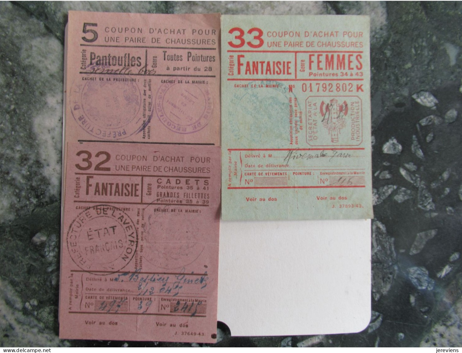 Pt Lot De Coupons D Achat Pour Chaussres 1941 - Other & Unclassified