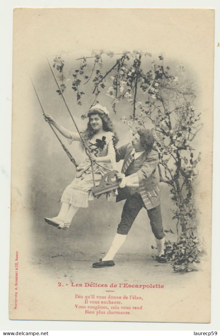 Carte Fantaisie - Les Délices De L'escarpolette N° 2 - Phototypie Bergeret - Bergeret