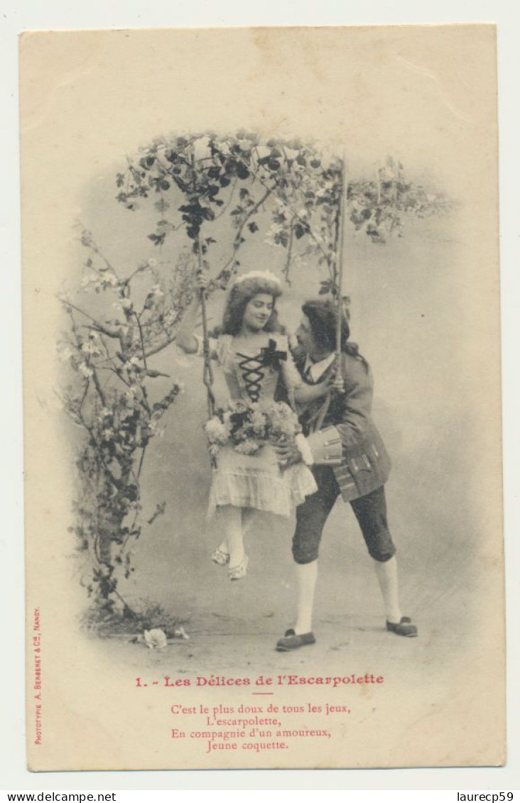 Carte Fantaisie - Les Délices De L'escarpolette N° 1 - Phototypie Bergeret - Bergeret