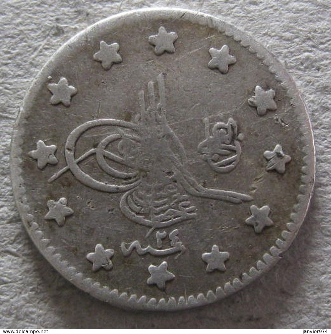 Turquie , 1 Kurus AH 1293 Year 24 – 1908, Abdul Hamid II, En Argent , KM# 735 - Turquie