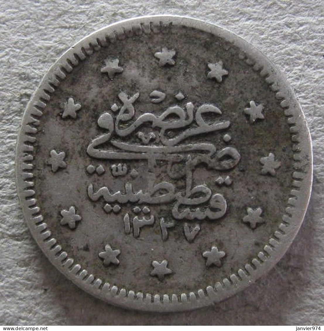 Turquie , 1 Kurus AH 1327 Year 2 Muhammad V, En Argent ,KM# 748 - Turkey