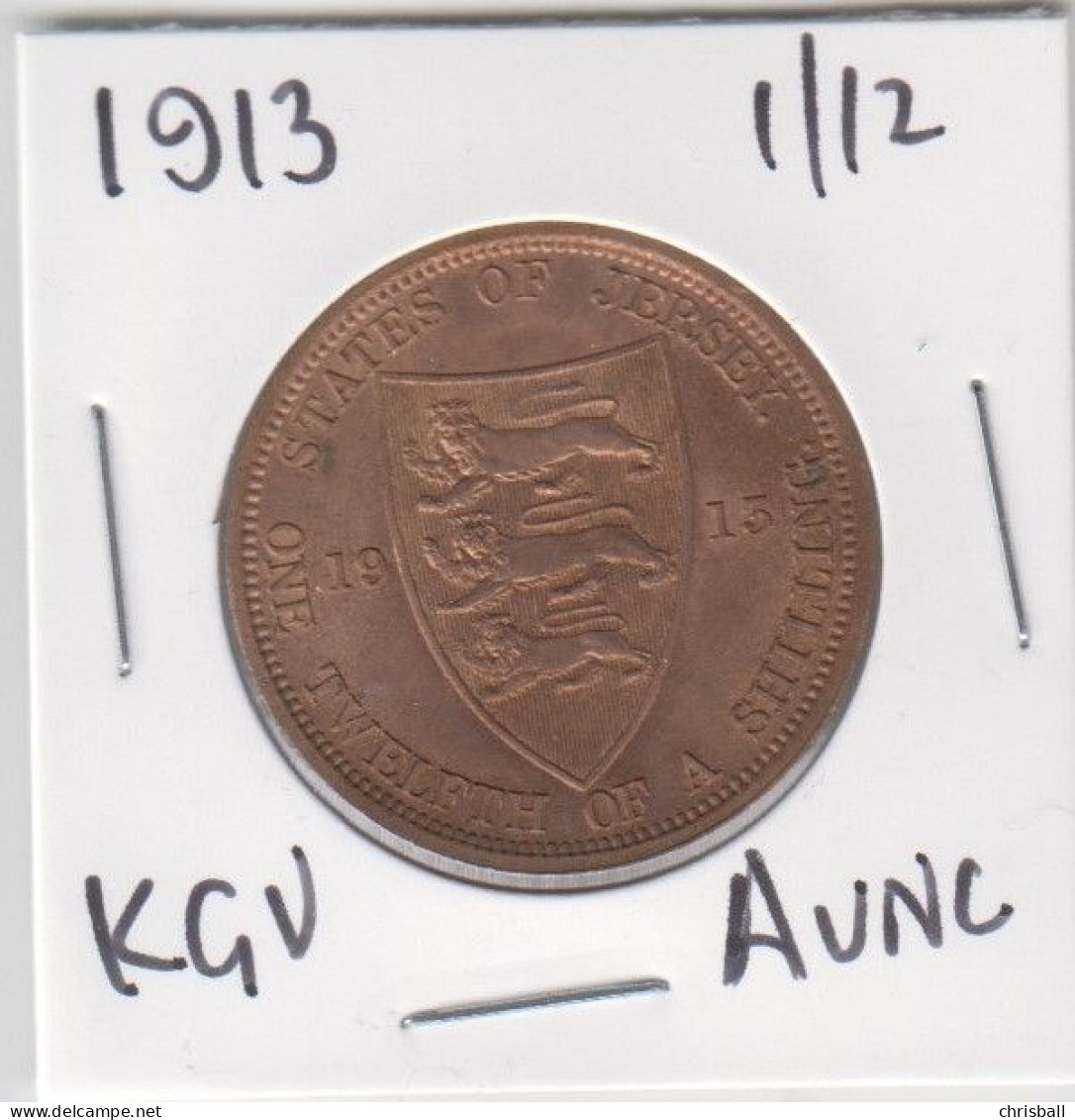Jersey Coin 1913 One Twelfth Of A Shilling King George V Aunc - Jersey