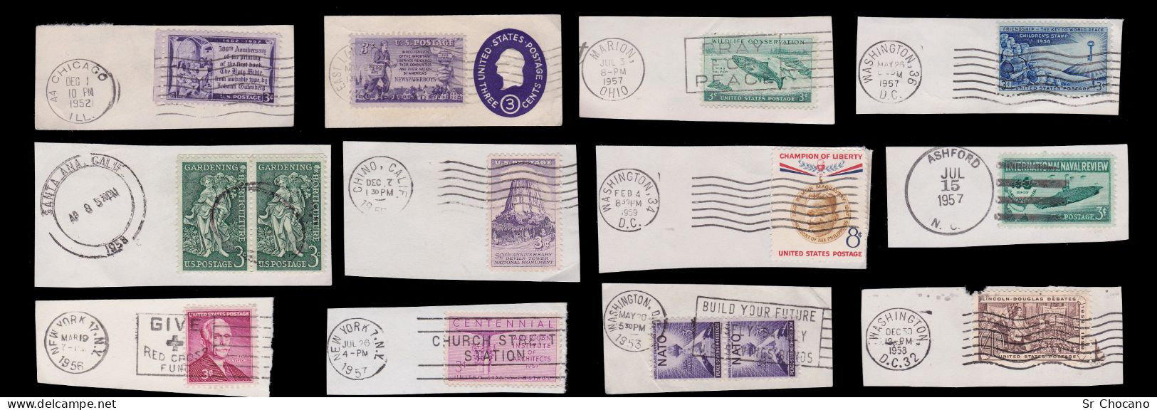 US.STAMPS.1952-1960.SET 40 POSTMARK. - Cartas & Documentos