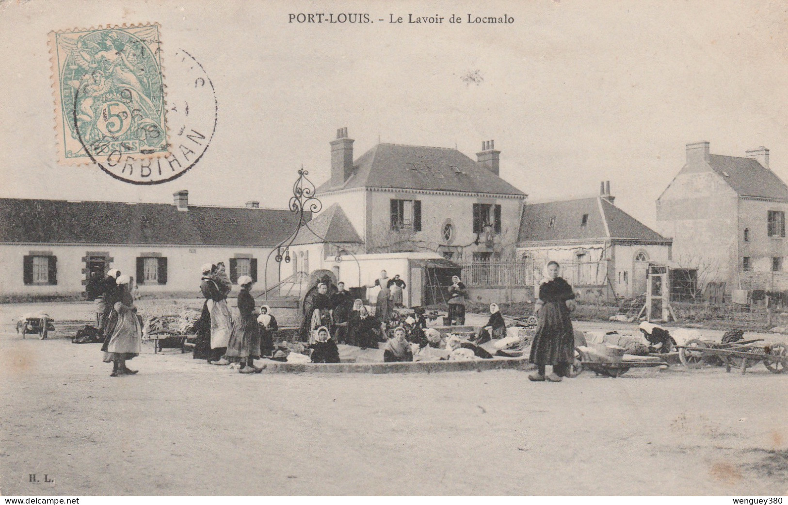 56 PORT-LOUIS   LOCMALO.  RIANTEC   LOCMIQUELIC.    Le Lavoir De Locmalo     SUP PLAN  1906     RARE - Port Louis