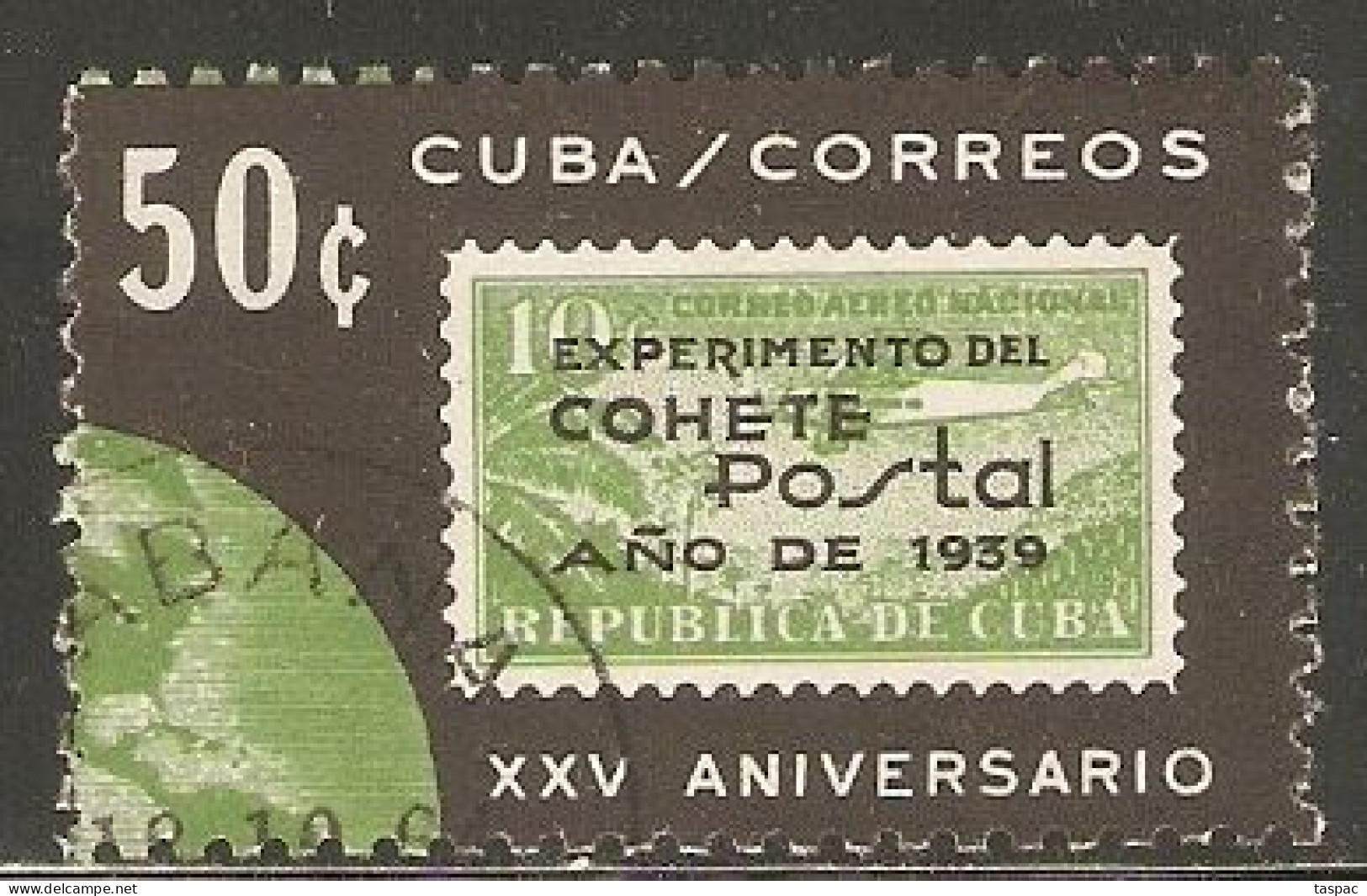 Cuba 1964 Mi# 943 Used - Experimental Cuban Postal Rocket Flight, 25th Anniv. (II) / Space - North  America