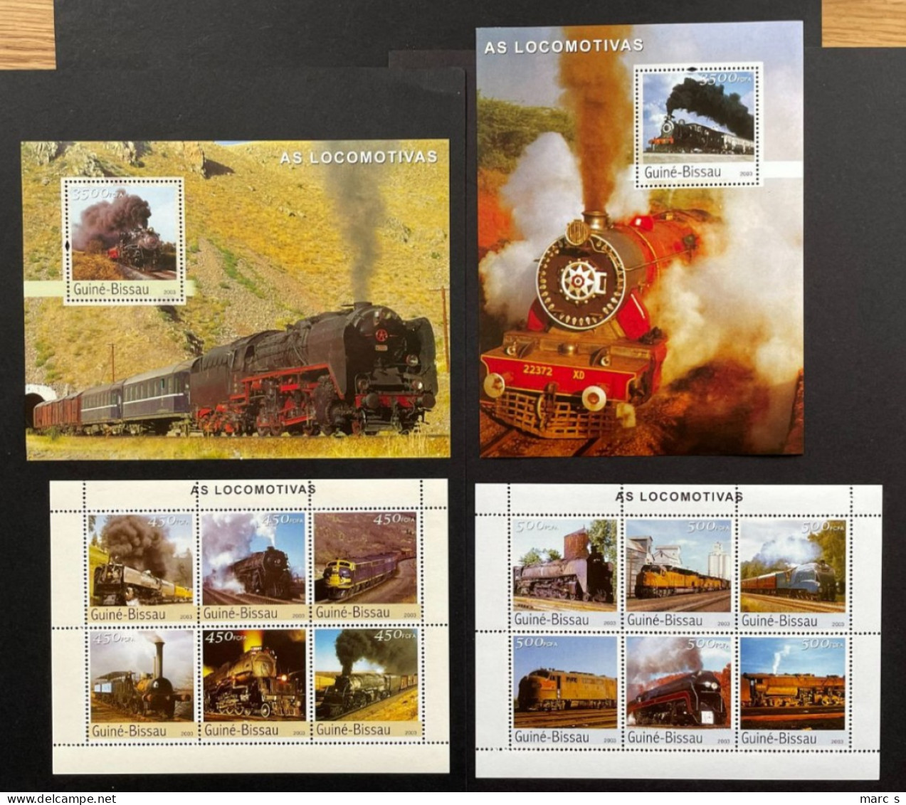 GUINEE BISSAU 2003 - NEUF**/MNH - 2 SERIES COMPLETES - TRAINS LOCOMOTIVES A VAPEUR - Guinée-Bissau