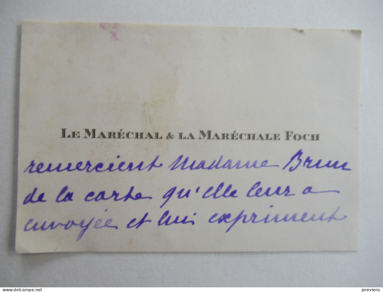 Le Marechal Et La Marechale Foch - Visiting Cards