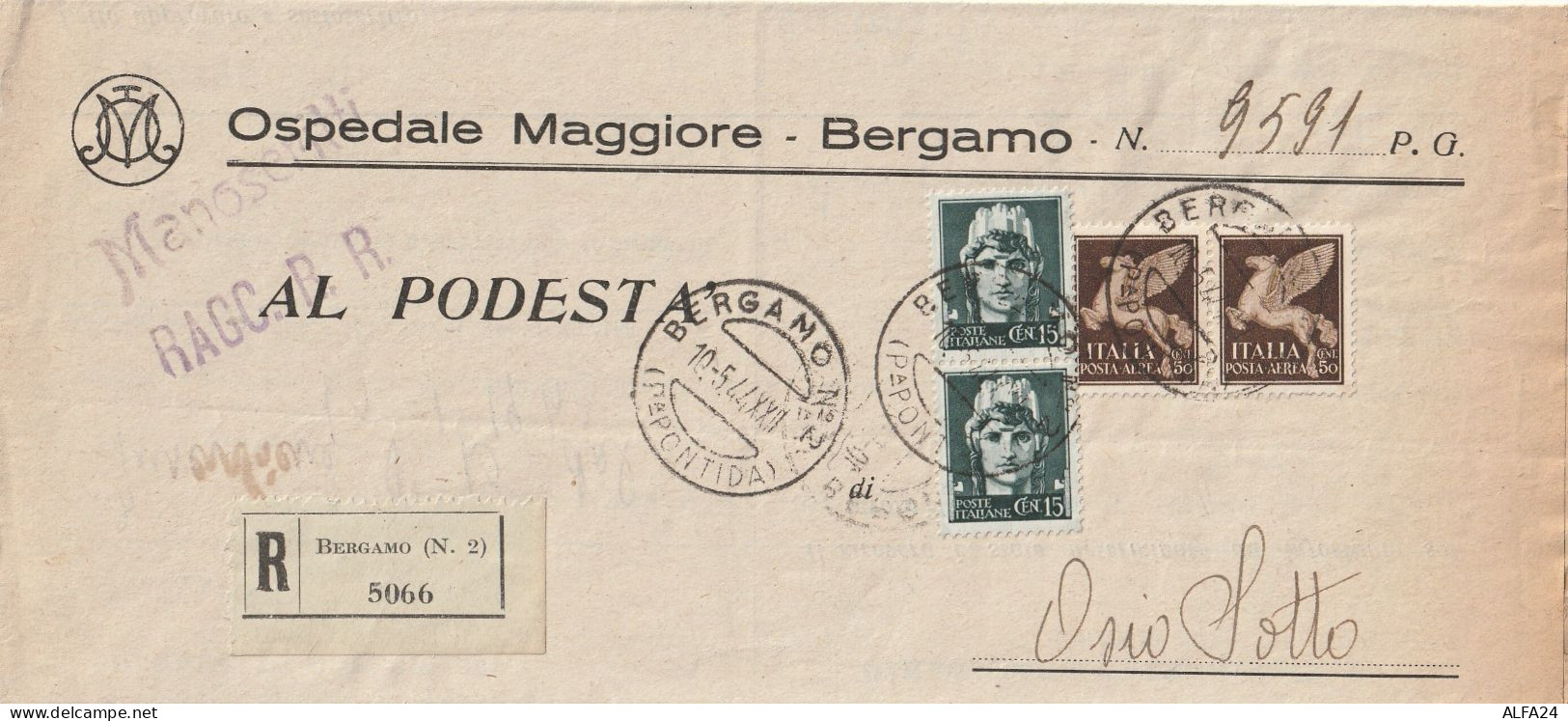 RACCOMANDATA 1944 RSI 2X15+2X50  TIMBRO BERGAMO OSIO SOTTO (YK904 - Poststempel