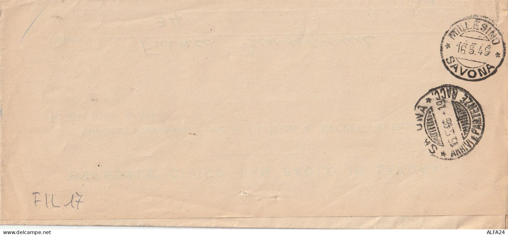 RACCOMANDATA 1946 LUOGOTENENZA 5X40+10*80 TIMBRO MILLESIMO SAVONA   (YK905 - Poststempel