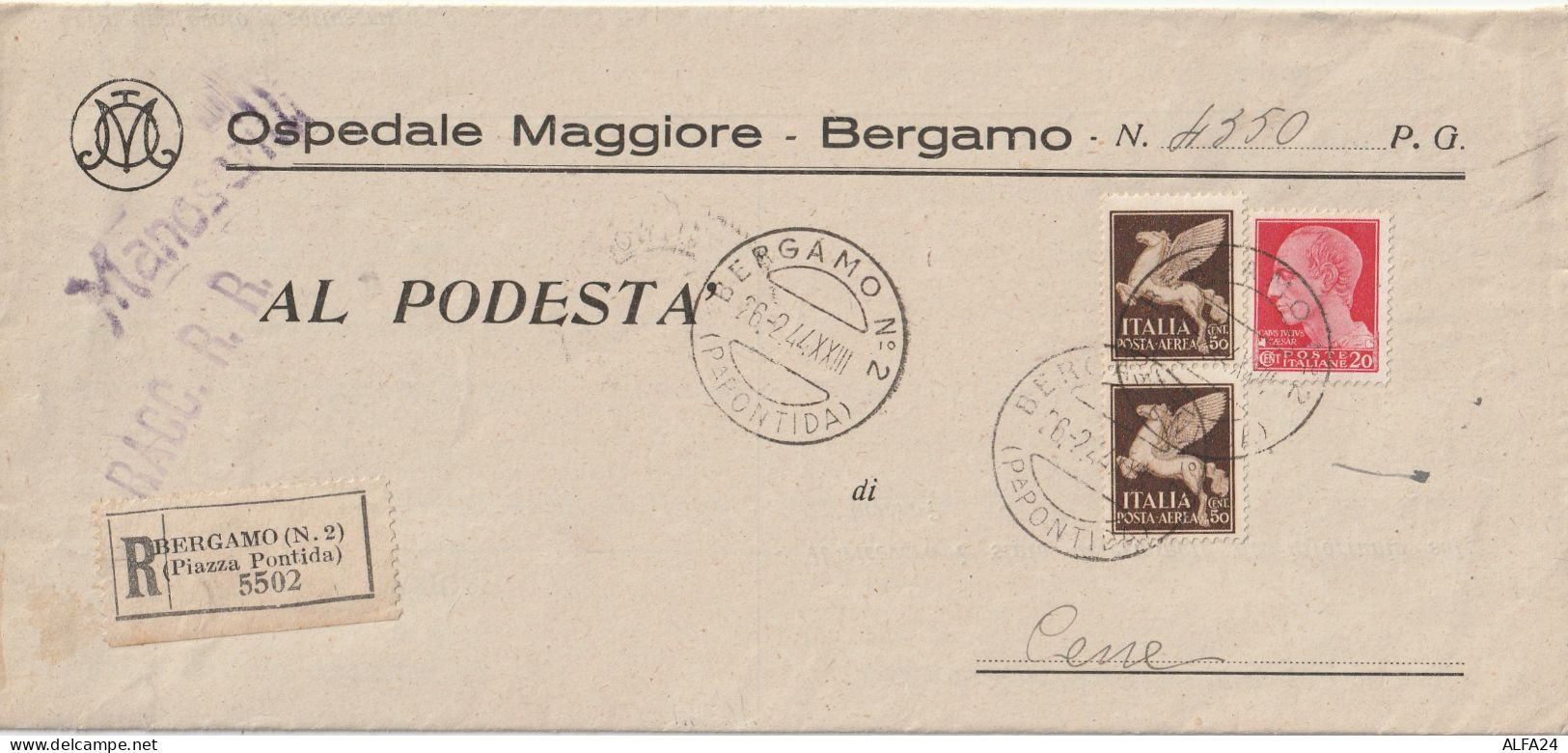 RACCOMANDATA 1944 RSI 2X50 PA+20 TIMBRO BERGAMO  (YK903 - Poststempel