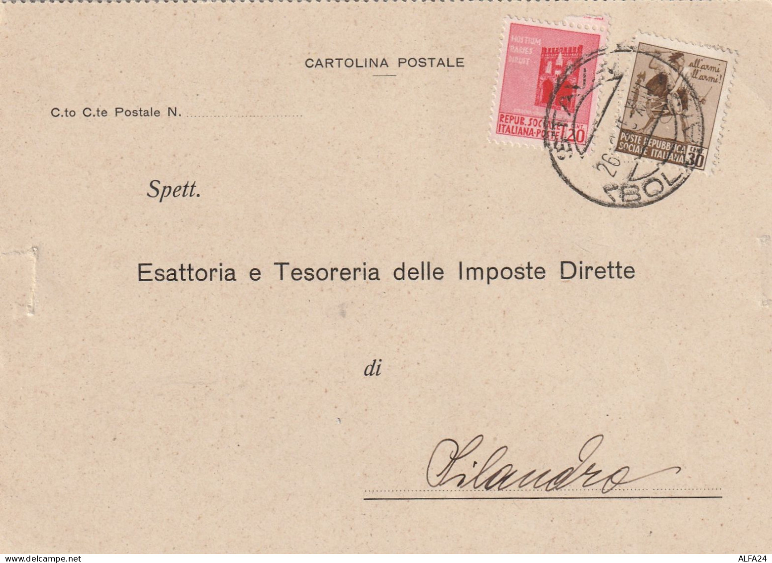 LETTERA 1945 RSI 20+30 MON DIST TIMBRO BOLZANO +MDB AL VERSO (YK866 - Marcofilie