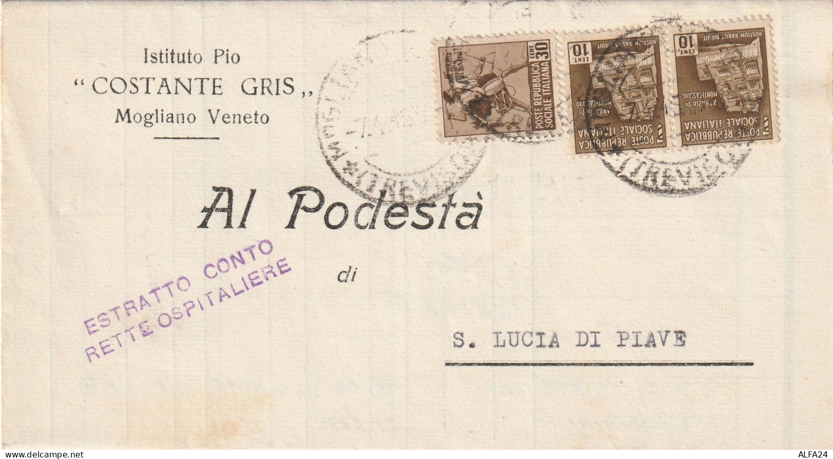 LETTERA 1945 RSI 30+2X10 TIMBRO TREVISO (YK865 - Poststempel