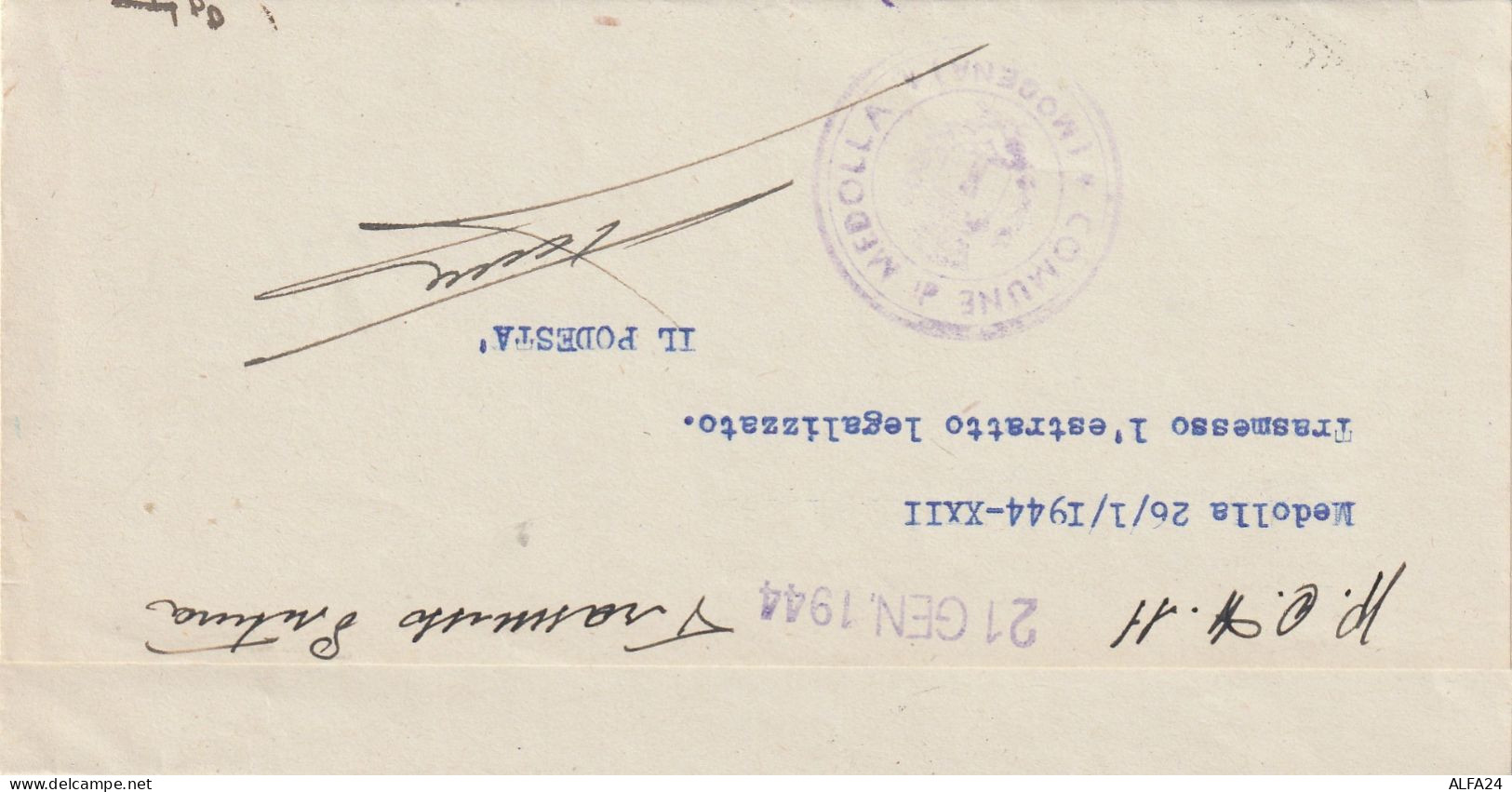 LETTERA 1944 RSI TIMBRO S.FELICE SUL PANARO MODENA 2X10+5  (YK858 - Marcophilia