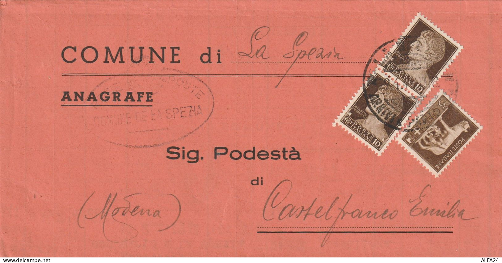 LETTERA DOPPIA SPEDIZIONE 1944 RSI 2X10+5---25 SS TIMBRO CASTELFRANCO EMILIA (YK846 - Poststempel