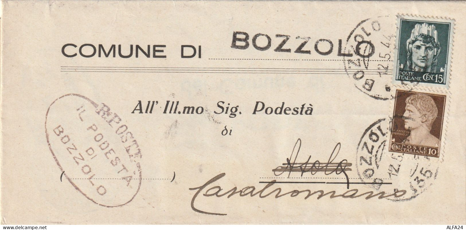 LETTERA 1944 RSI 10+15 TIMBRO BOZZOLO CASALROMANO MANTOVA (YK852 - Marcophilie