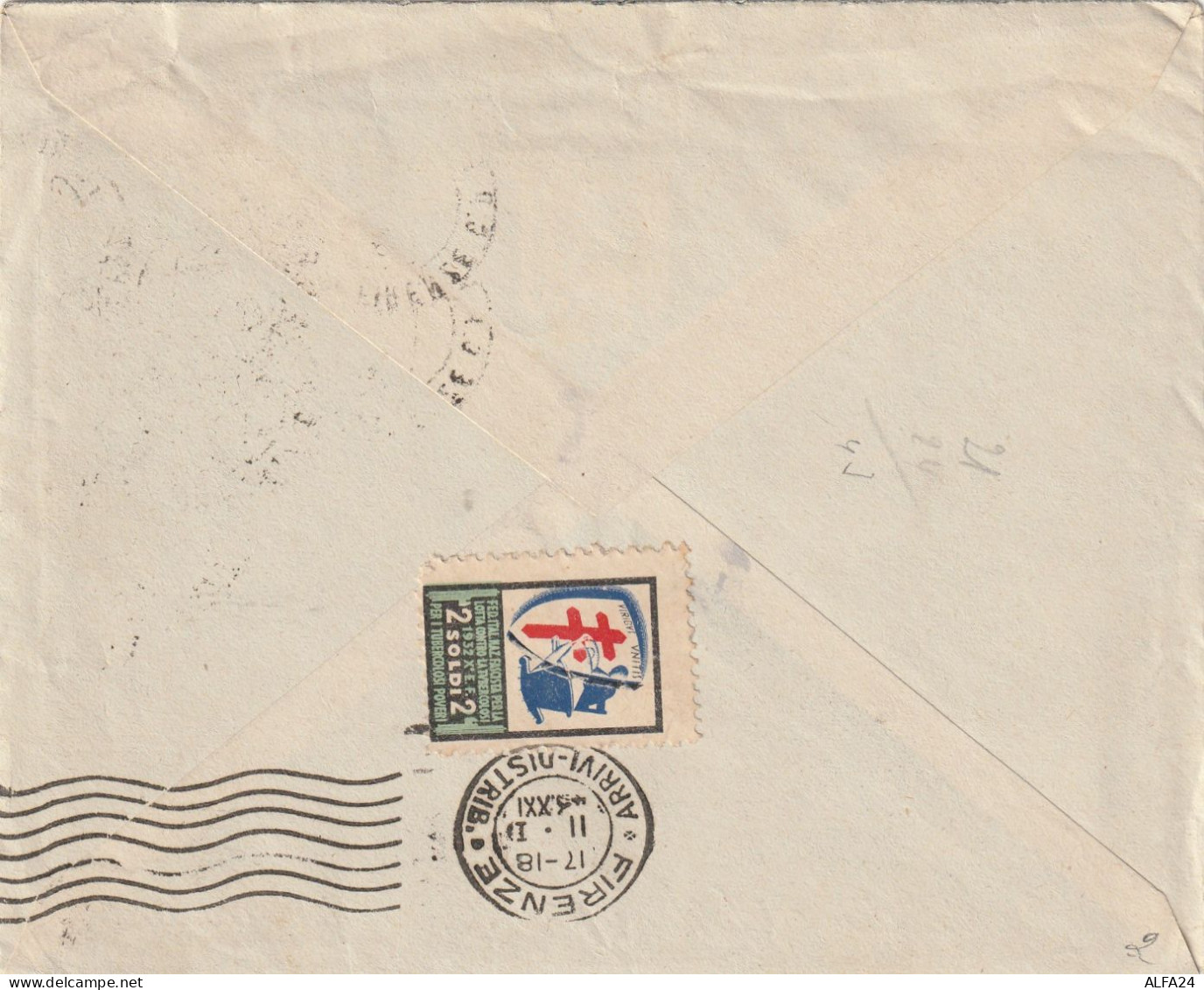 LETTERA 1944 RSI 2X25 TIMBRO EMPOLI FIRENZE +ERINNOFILO AL VERSO Con Contenuto (YK772 - Poststempel