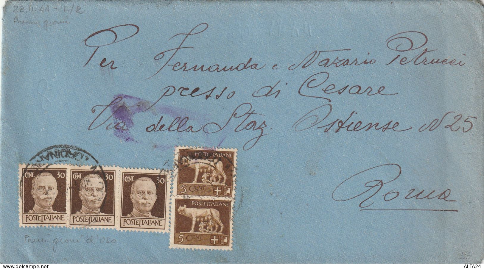 LETTERA 1944 LUOGOTENENZA 2X5+3X30  (YK766 - Marcofilía