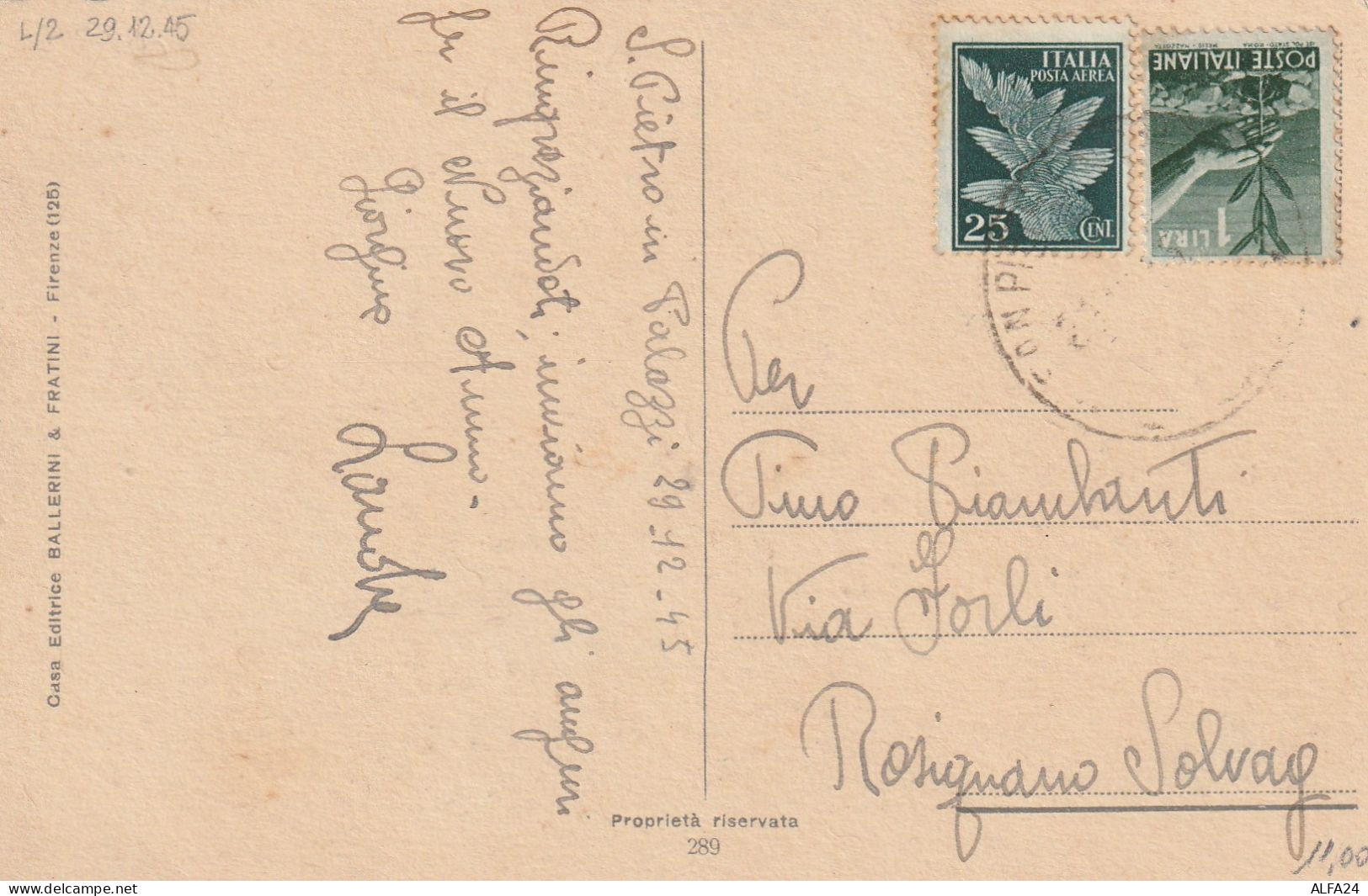 CARTOLINA 1945 LUOGOTENENZA L.1+25 PA REG (YK757 - Storia Postale