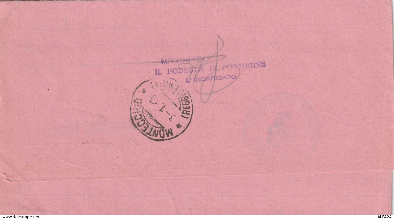 LETTERA 1943 C.30 RSI TIMBRO FORMIGINE MODENA MONTECCHIO REGGIO EMILIA (YK714 - Marcophilie