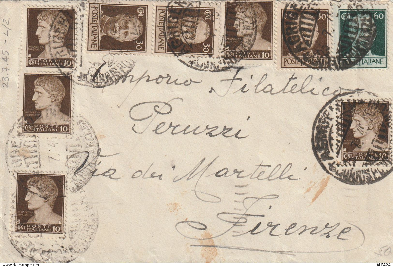 LETTERA 1945 LUOGOTENENZA 5X10+3X30+60 TIMBRO FIRENZE (YK676 - Storia Postale