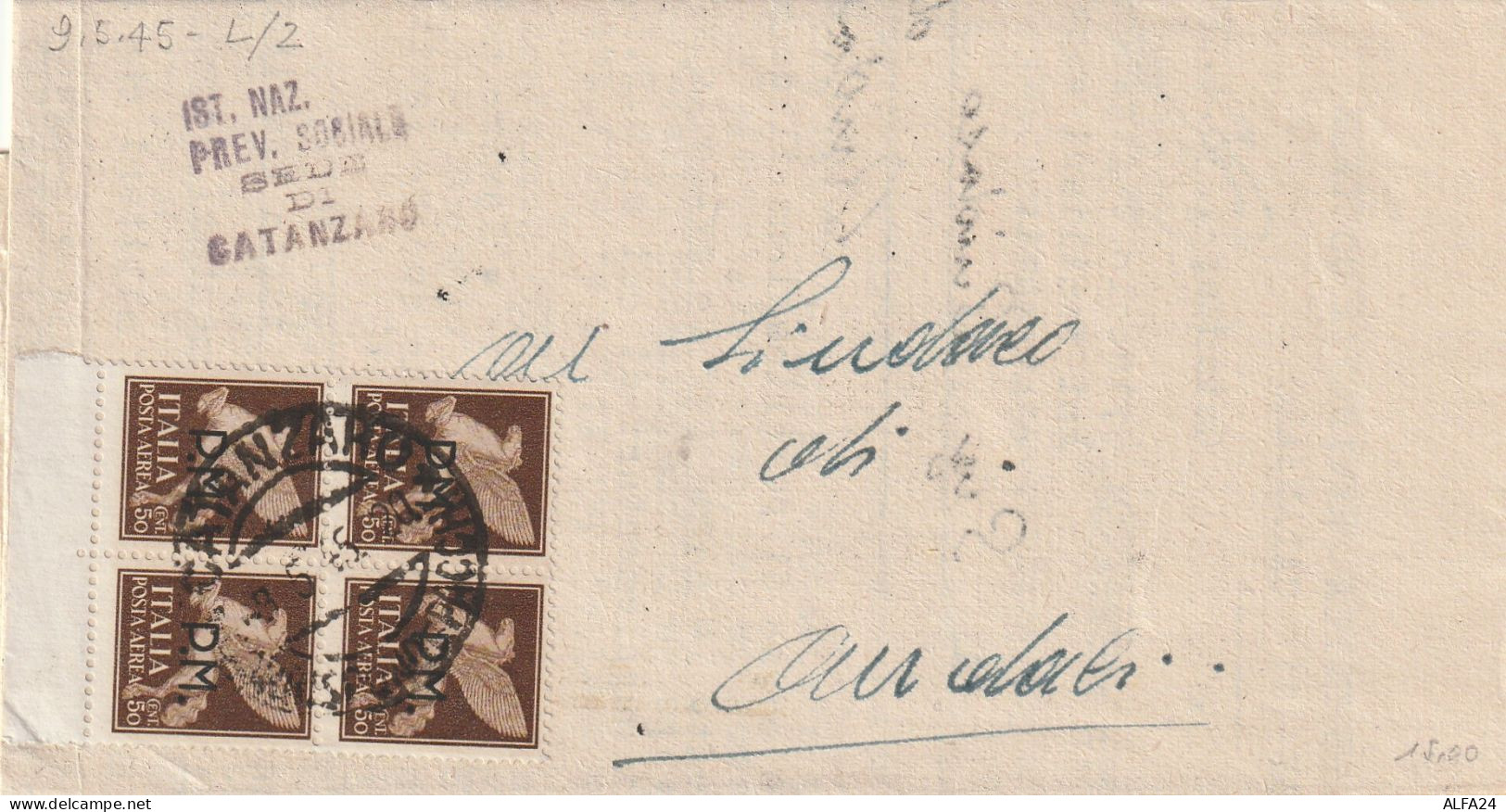 LETTERA 1945 LUOGOTENENZA 4X50 PA/PM TIMBRO CATANZARO ANDALI (YK654 - Marcophilia