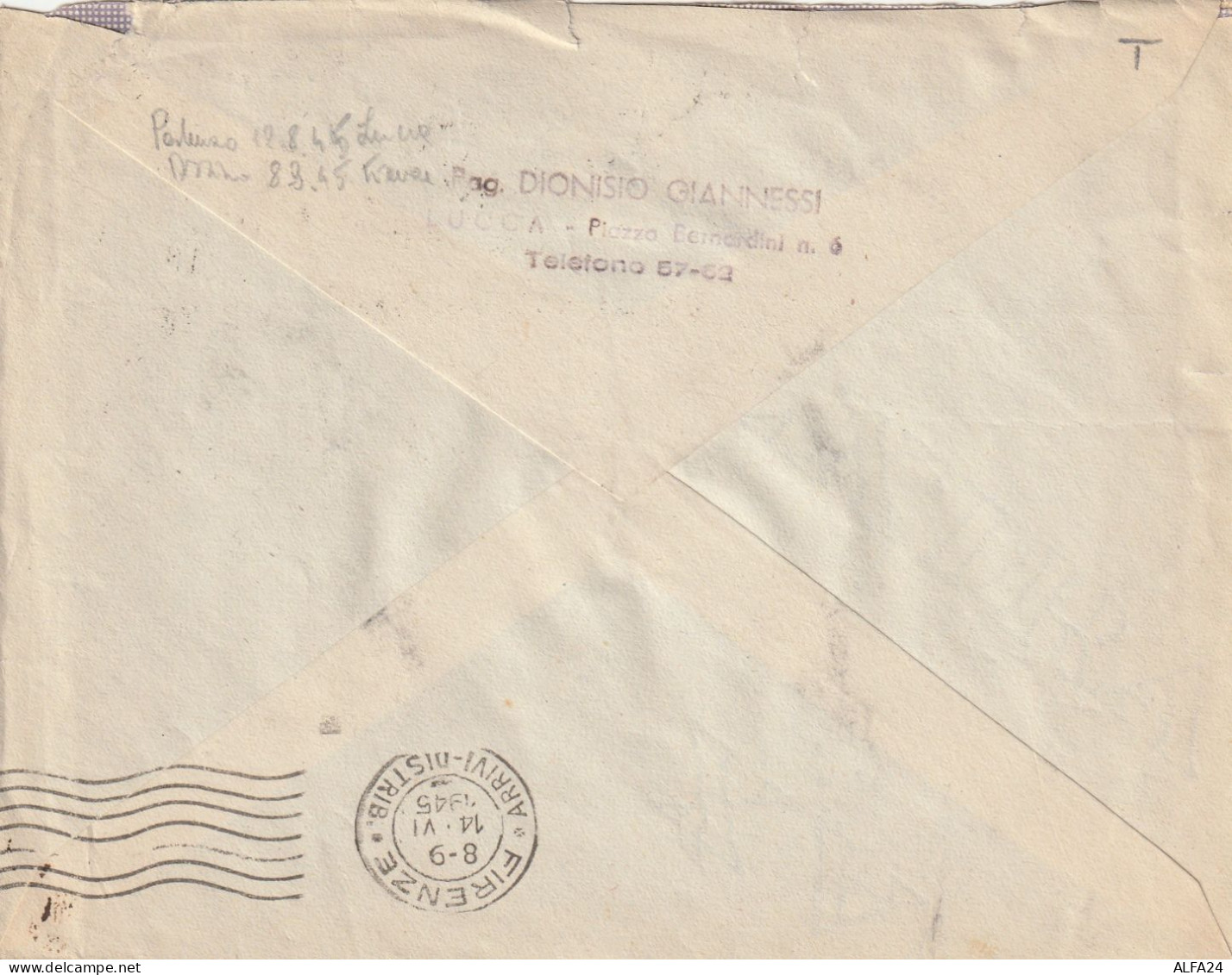 LETTERA 1945 LUOGOTENENZA 2X30+2X10+1,20 SS TIMBRO LUCCA FIRENZE (YK653 - Storia Postale