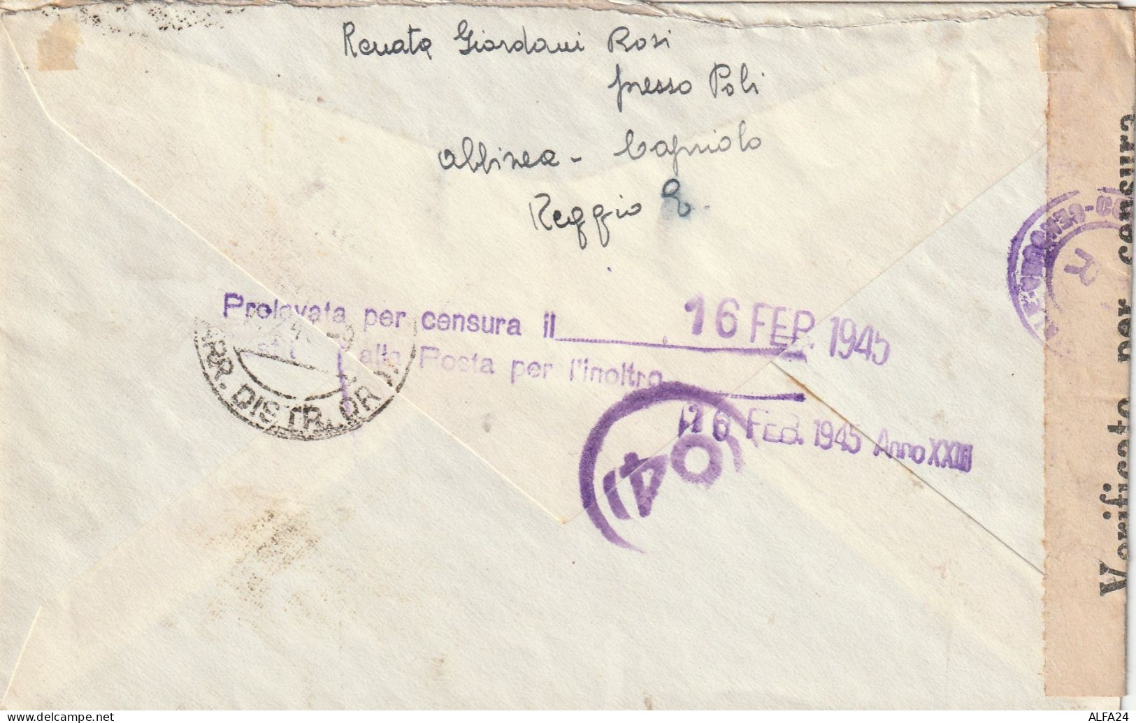 LETTERA 1945 RSI 2X25 MON DIST +50 SS CENSURA (YK628 - Poststempel