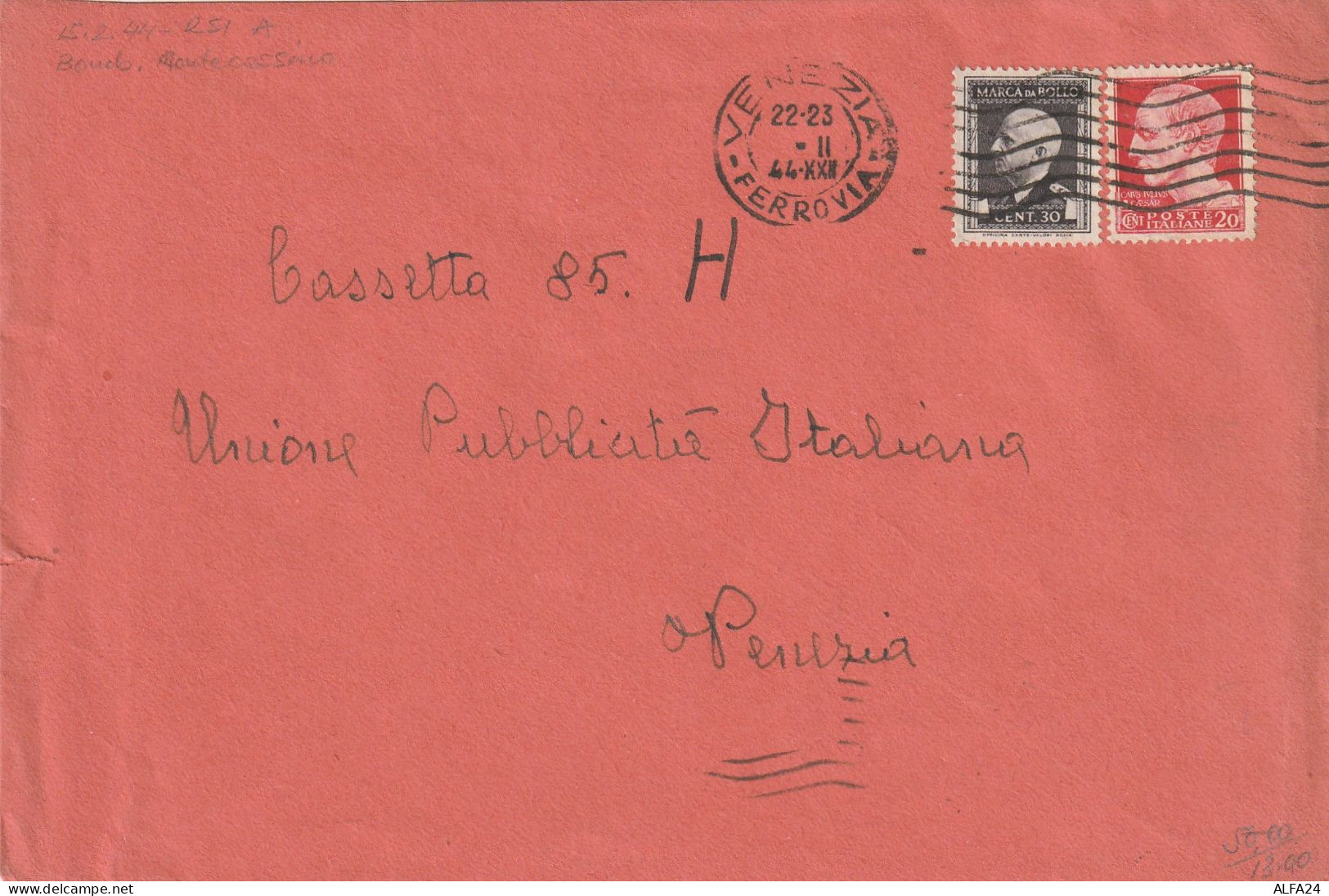 LETTERA 1944 RSI MDB 20 C.+MDB 30  TIMBRO VENEZIA (YK603 - Poststempel