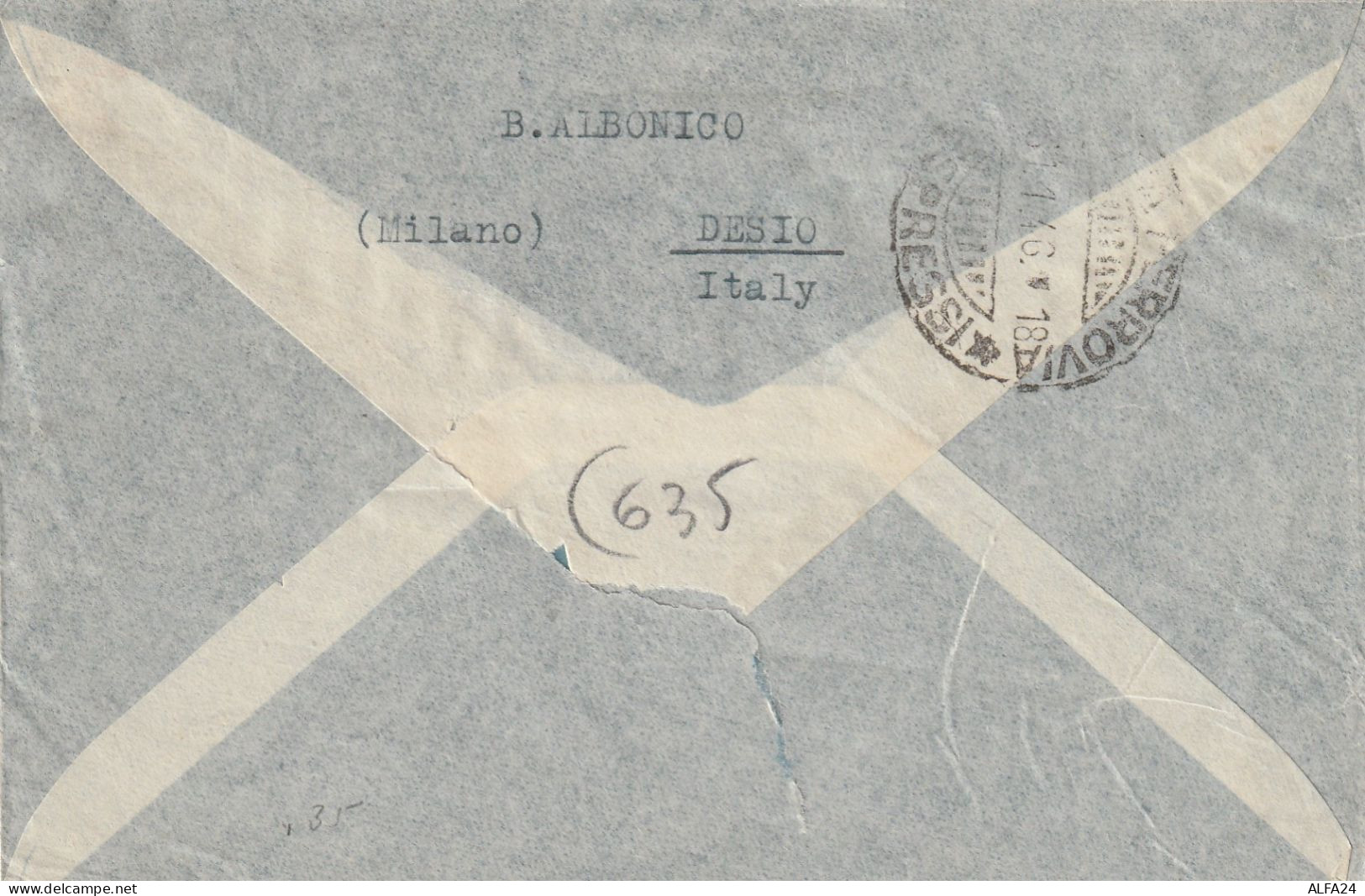 LETTERA LUOGOTENENZA 1946 7X5 DIRETTA USA TIMBRO DESIO MILANO  (YK566 - Marcophilia