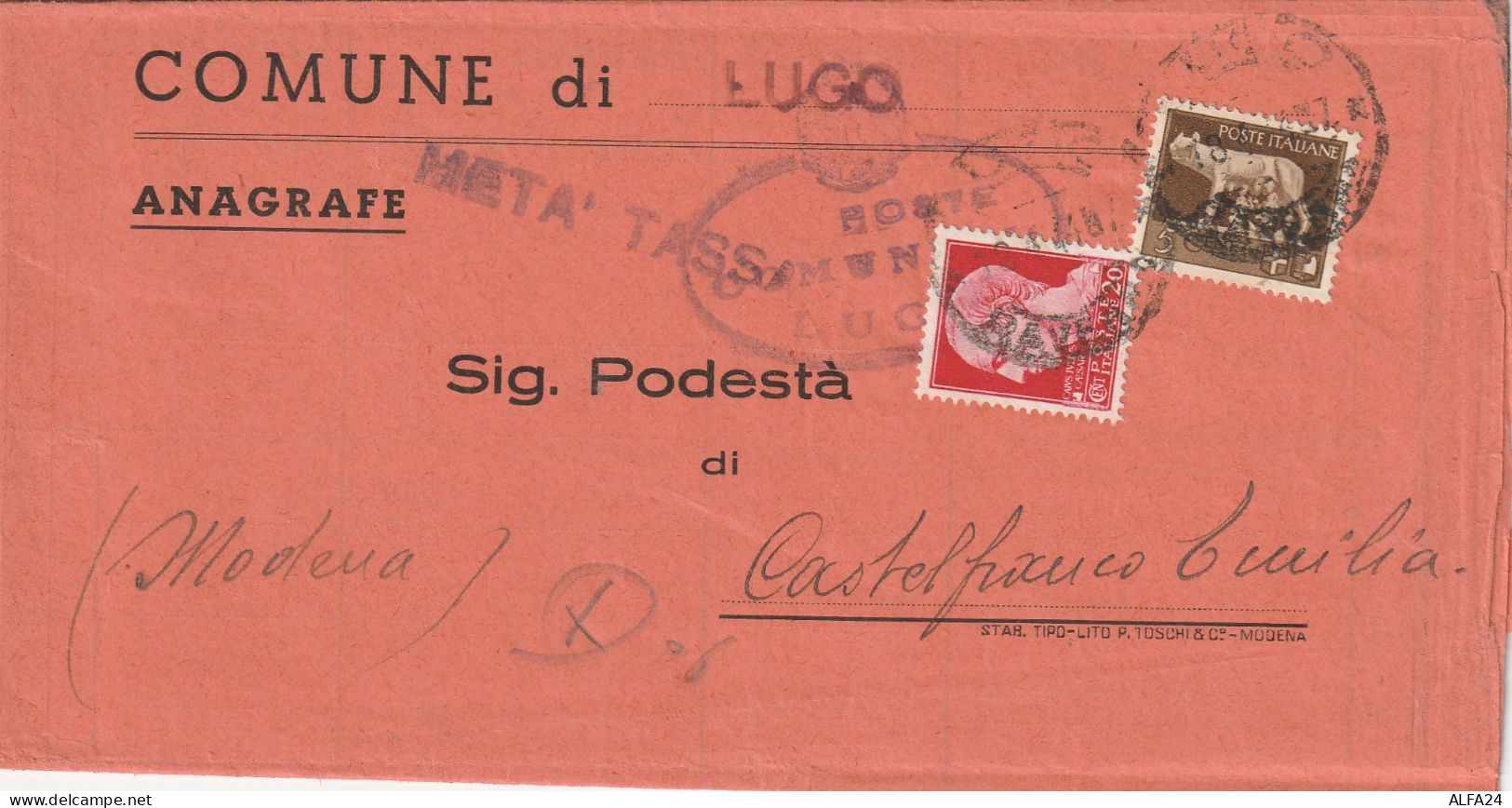 LETTERA DOPPIA SPEDIZIONE 1945 RSI 5+20--5+20 TIMBRO CASTELFRANCO D'EMILIA MODENA (YK553 - Marcofilía