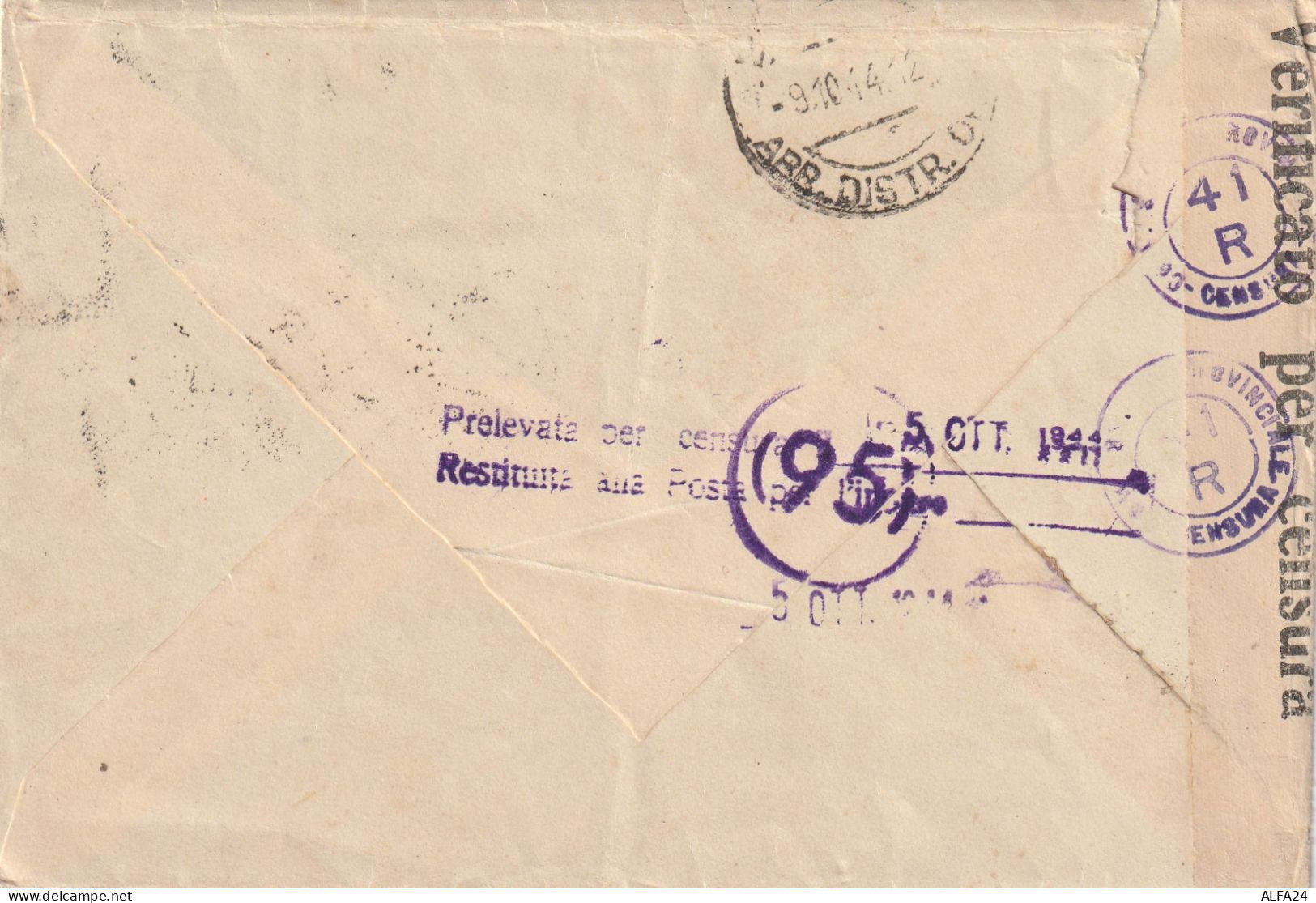 LETTERA 1944 RSI C.25 SS TIMBRO BOLOGNA CENSURA (YK539 - Marcophilia