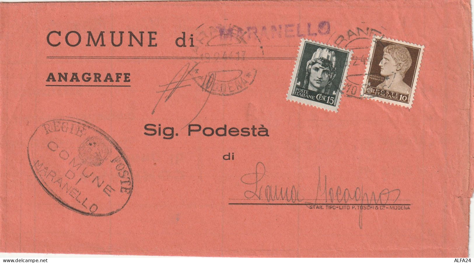 LETTERA DOPPIA SPEDIZIONE 1944 RSI C.15+10---C.15+10 TIMBRO MARANELLO LAMA MOCOGNO MODENA (YK528 - Marcophilie