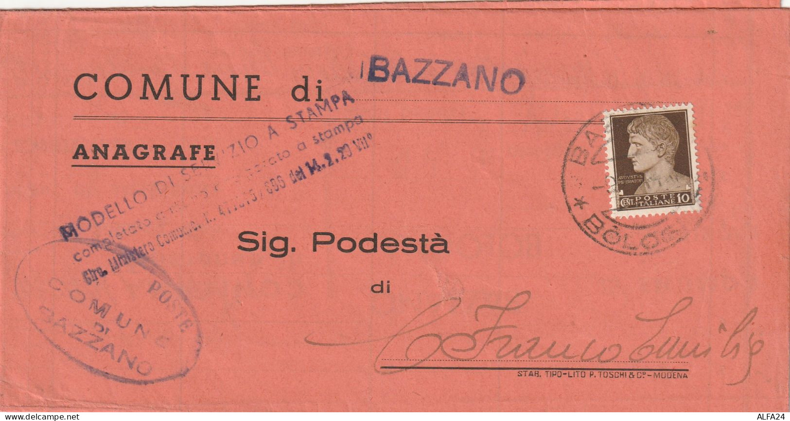 LETTERA DOPPIA SPEDIZIONE 1944 RSI C.25--C.10 TIMBRO CASTELFRANCO EMILIA MODENA BAZZANO BOLOGNA (YK523 - Marcofilía