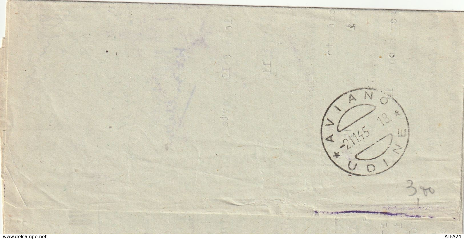 LETTERA 1945 LUOGOTENENZA L.1 TIMBRO PORDENONE UDINE AVIANO (YK518 - Marcophilie